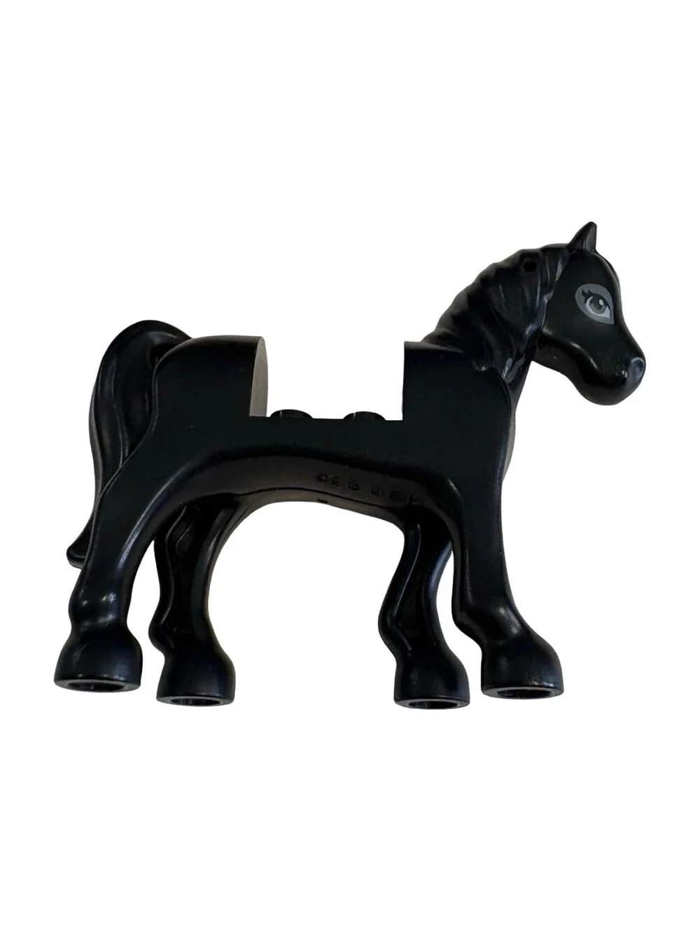 Lego New Black Horse 2 x 2 Cutout w/ Dark Bluish Gray Eyes Part
